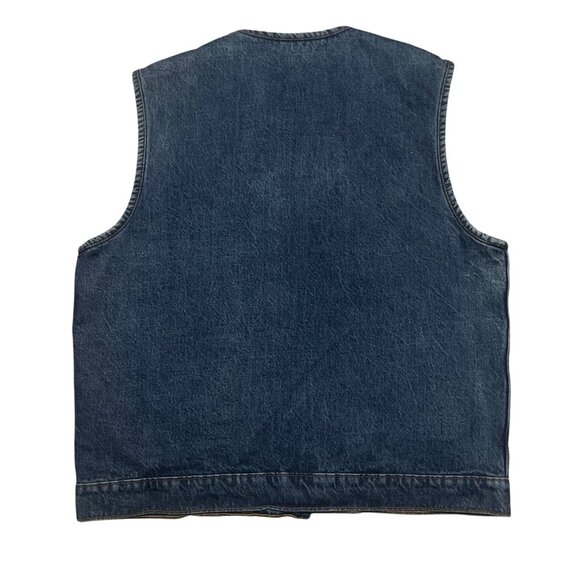 Vance Leather USA Mens Denim Vest XXL Orange Mesh Lining 100% Cotton Casual Oute - Picture 3 of 7